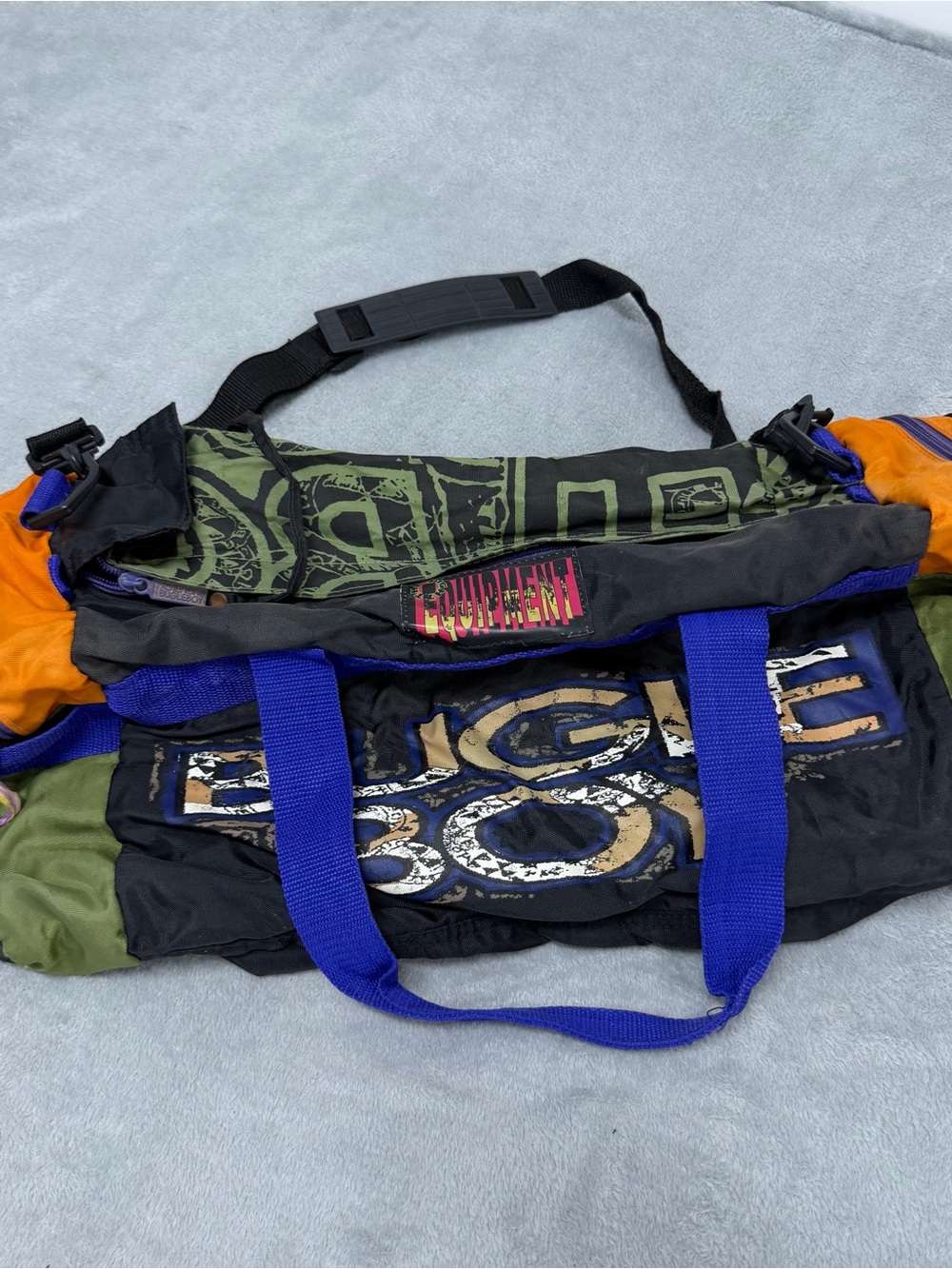 VTG 90s Bugle Boy Equipment Duffel Bag Gym Travel Colorblock Graphic Retro